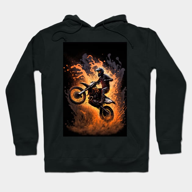 Dirt Bike With Paint Orange Flame Design Hoodie by KoolArtDistrict